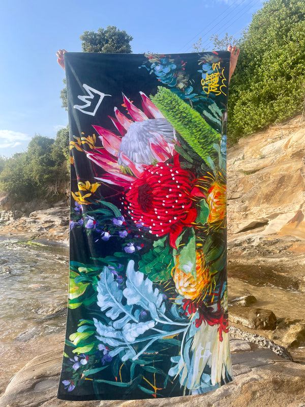 Poco Negro Native Floral Beach Towel