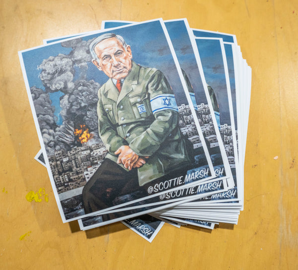 "History doesn't repeat itself, but it often rhymes..." Netanyahu Die cut stickers