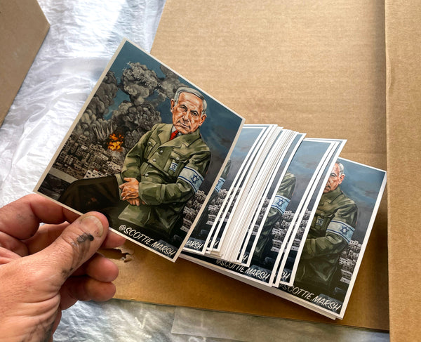 "History doesn't repeat itself, but it often rhymes..." Netanyahu Die cut stickers